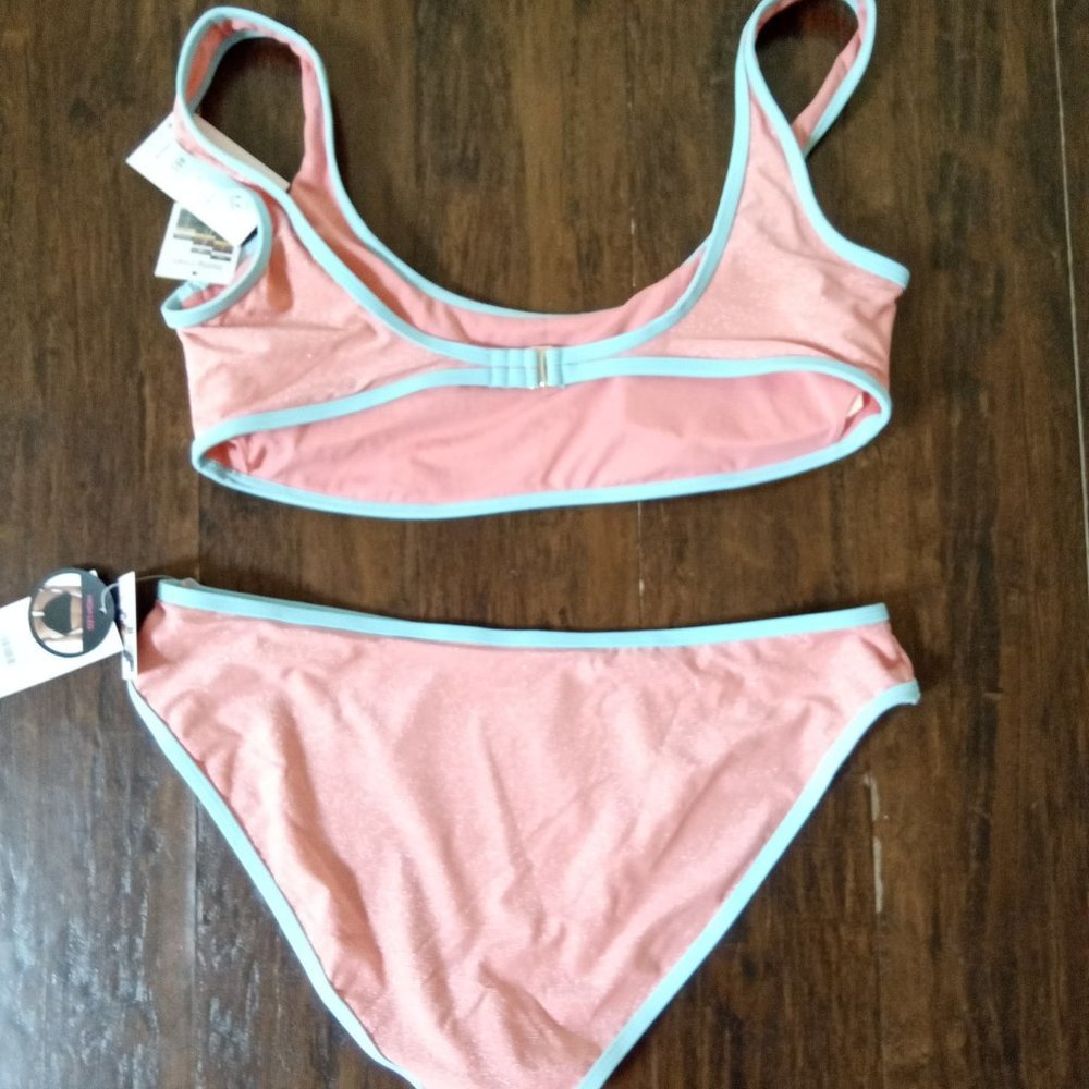 NWT No Boundaries Coral Metalic Sparkle Swim Top & Bottom Both Size XL - Picture 5 of 6
